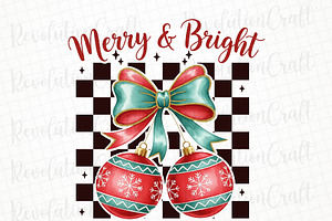 Retro Christmas Ornaments Bow PNG, an Illustration by OK Design