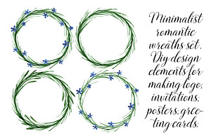 Romantic watercolor wreaths set
