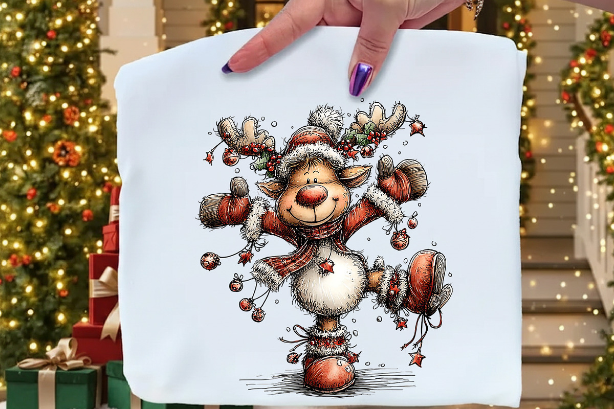Funny Christmas Reindeer Clipart, an Illustration by Craft Nest (Photo 6 of 10)