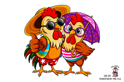 10 Rooster and Hen Beach PNG Bundle, an Illustration by Clipart Bloom (Thumbnail 7 of 11)
