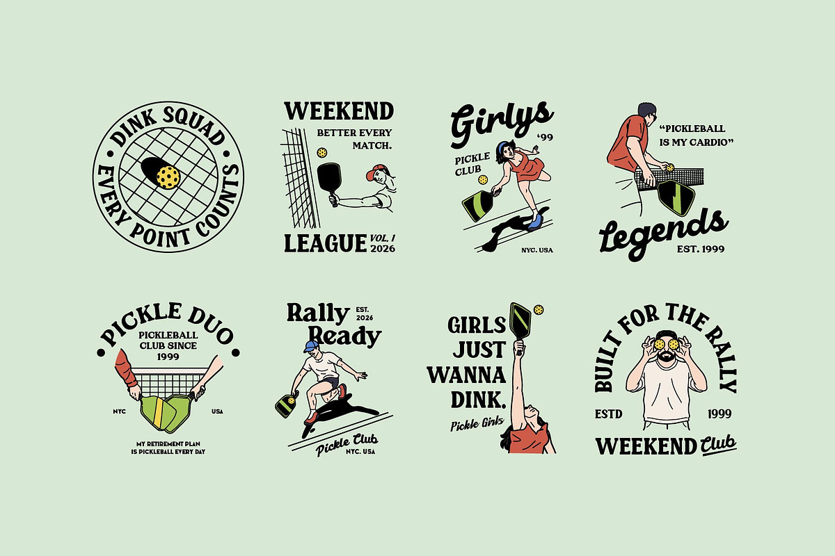 Retro Pickleball Graphic, an Object Graphic by Skilline Supply Co. (Photo 8 of 12)