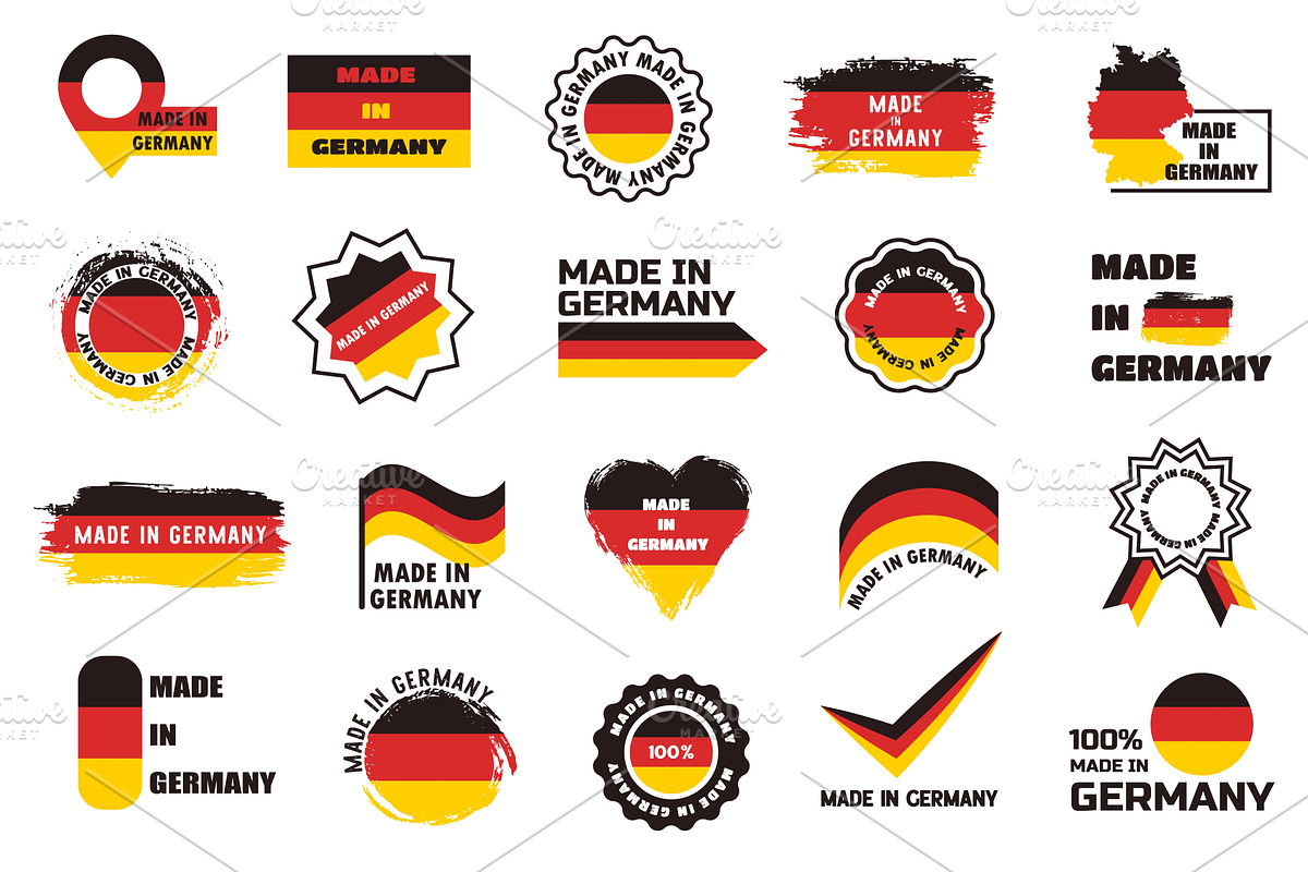 Made in Germany badges. German flag, an Object Illustration by winwin.art