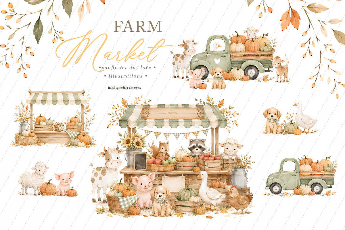 Fall Farm Market Animals Clipart, an Animal Illustration by Sunflower Day Love (Photo 5 of 5)