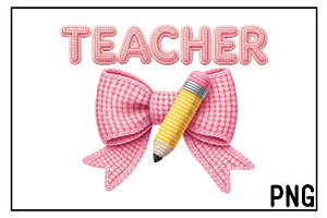 Faux Yarn Teacher Coquette Bow PNG, an Illustration by Black Bird Studio