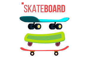 Scateboard Set Vector. Skate Park