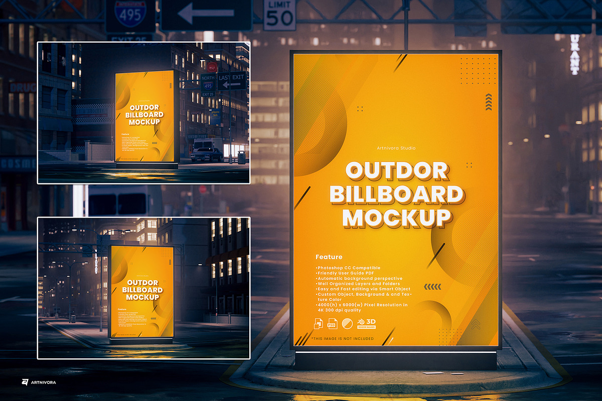 Outdoor Billboard Mockup, an Advertising Mockup by Artnivora.Std (Photo 1 of 4)