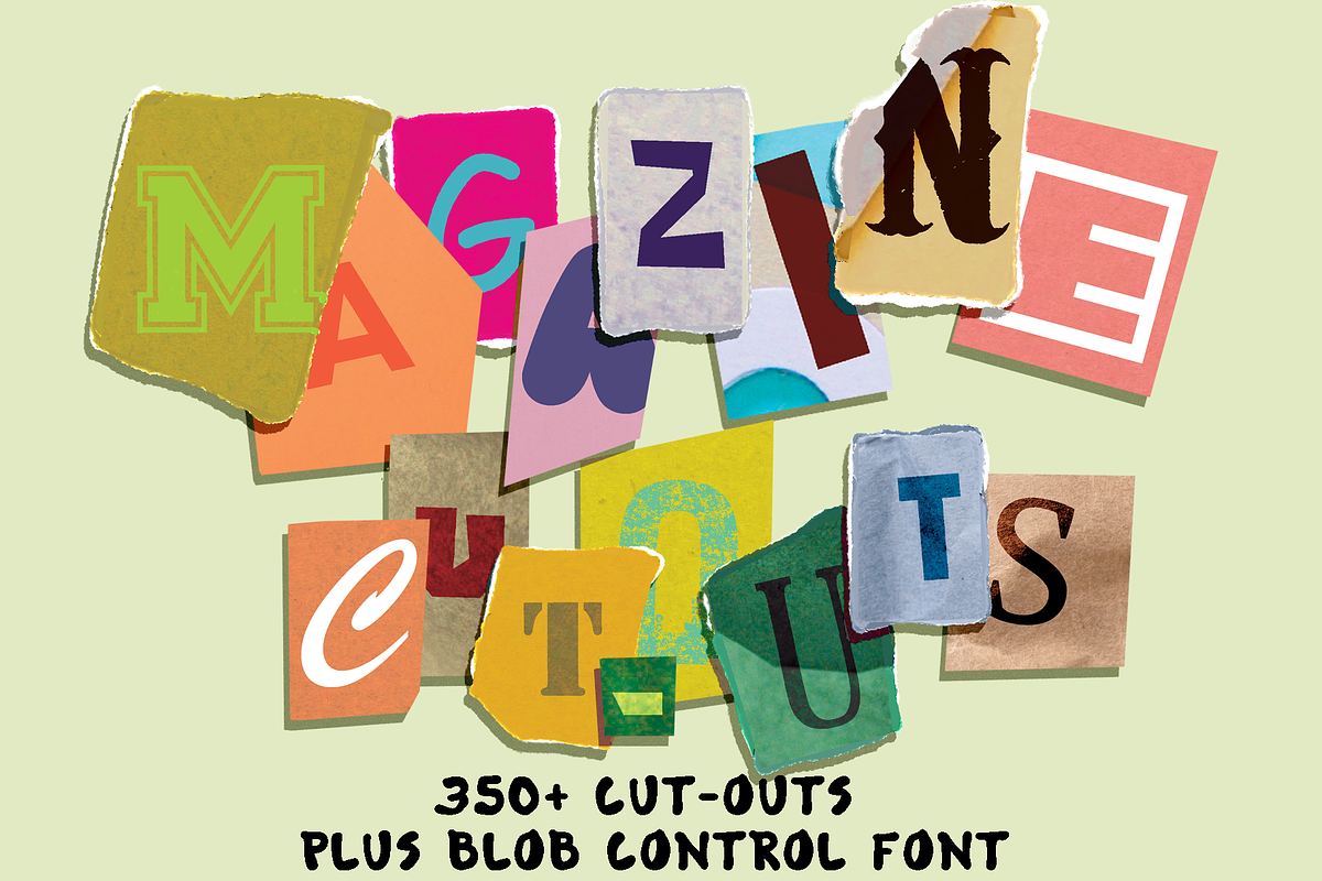 Magazine Cut-Outs+Blob Control Font, an Object Graphic by Rachel McBride Creative (Photo 1 of 10)