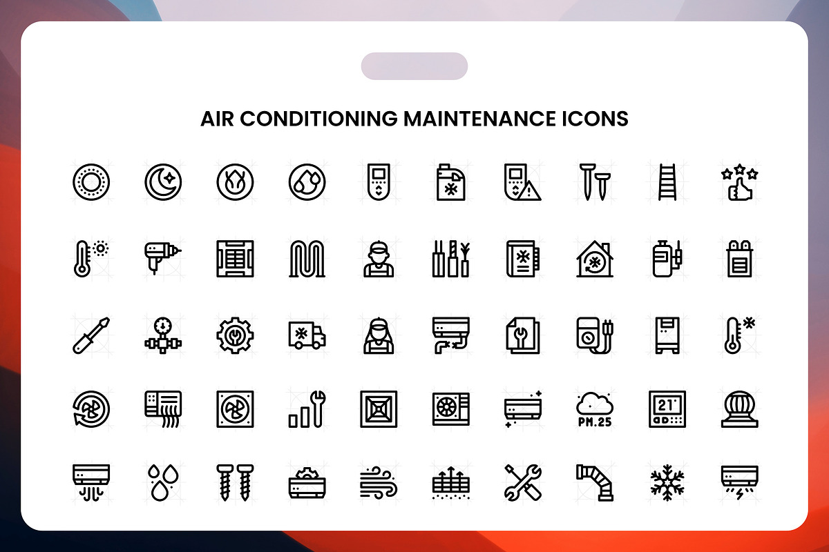 Air Conditioning Maintenance Icons, a Solid Icon by Wencory