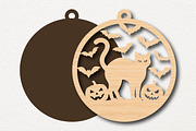 Halloween Black Cat Suncatcher SVG, a Work Illustration by Digital Artistic99 (Thumbnail 2 of 4)