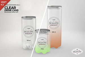 Clear Drink Cans Packaging Mockup