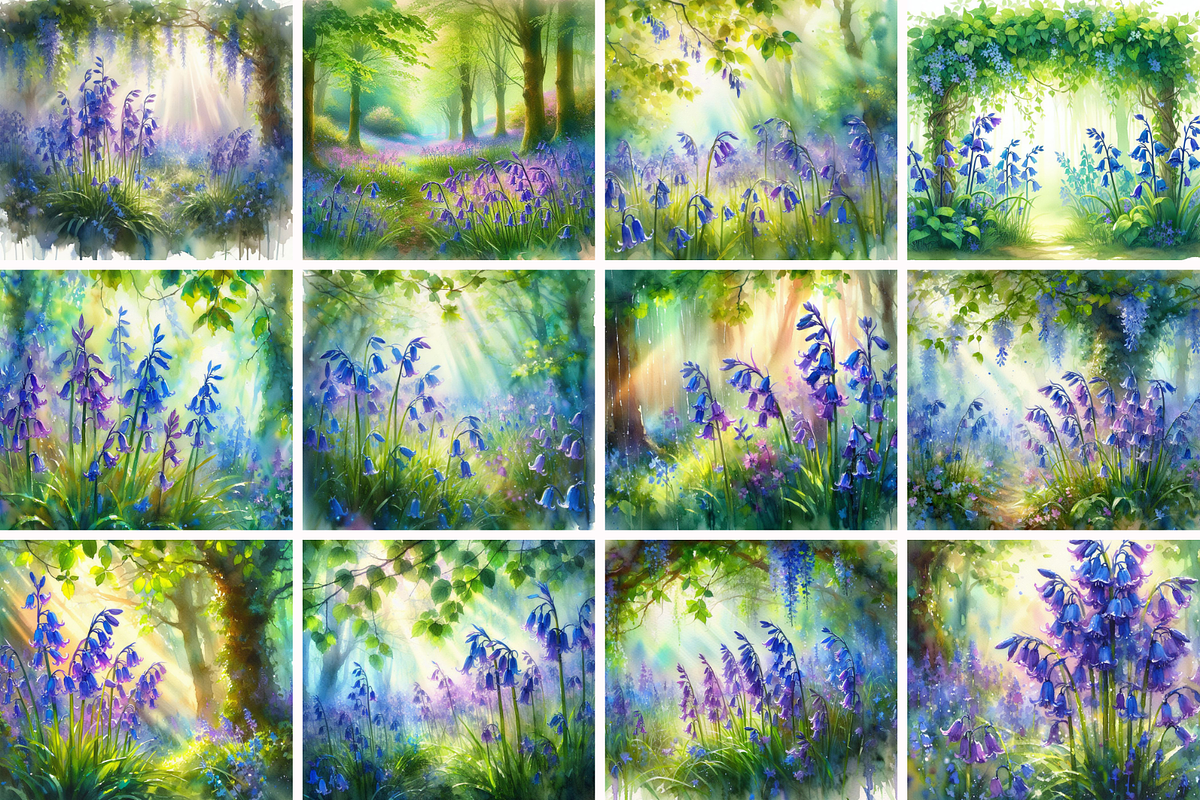 Bluebell Woodland Watercolor, a Seasonal Illustration by Flourish Spark (Photo 2 of 5)