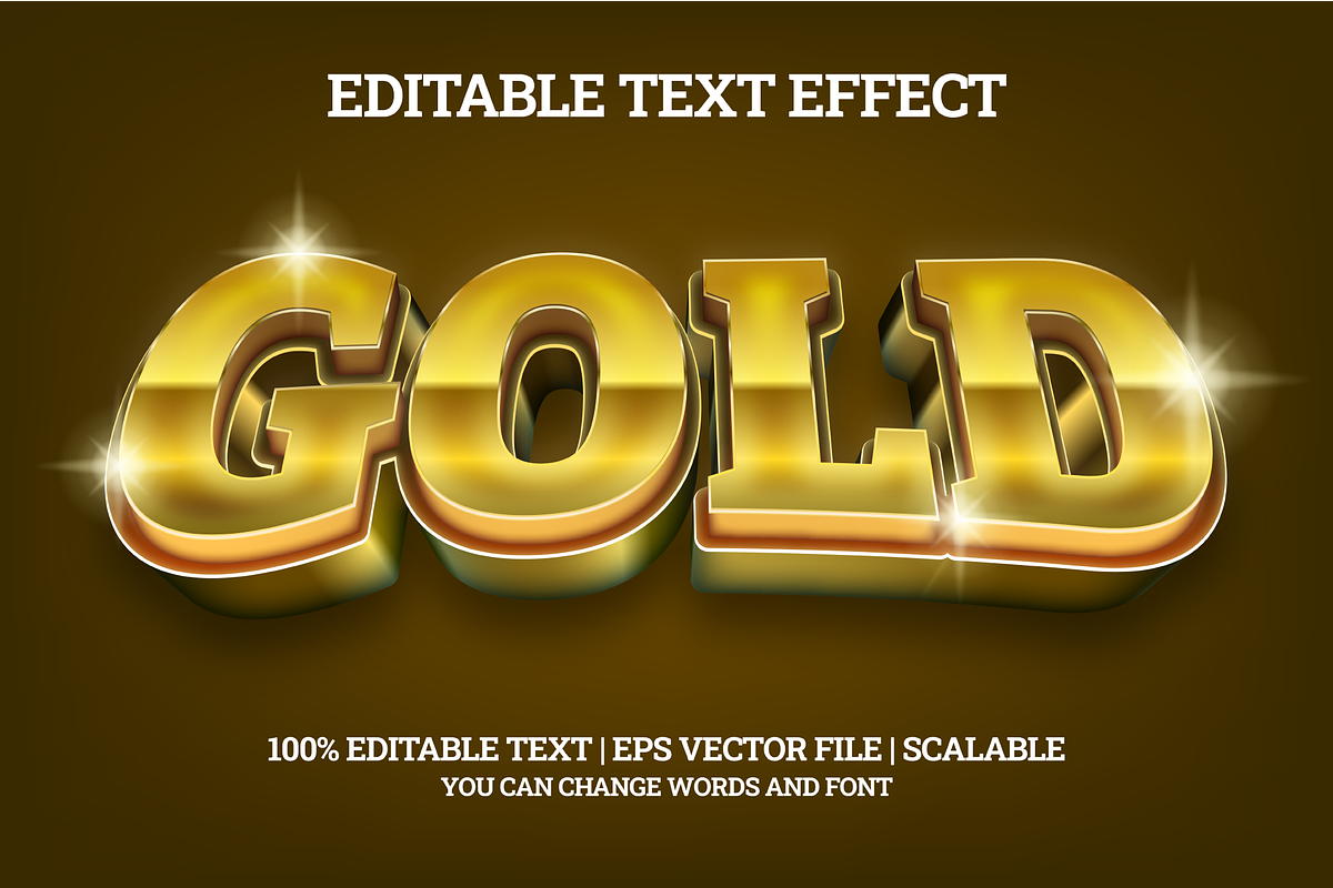 Gold editable text effect, an Action Add-On by Asta Desain
