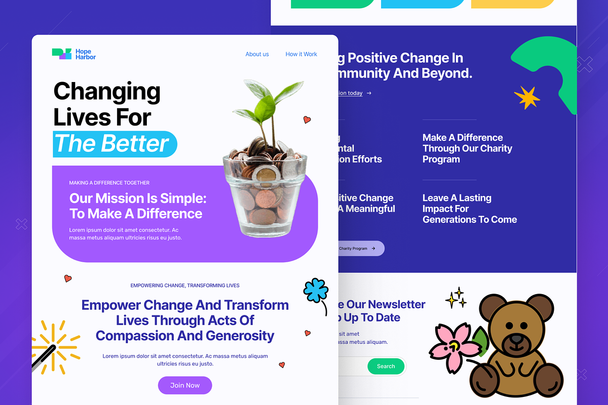 Charity Program Email Newsletter, an UI Kit Template by SquidPixey (Photo 6 of 6)