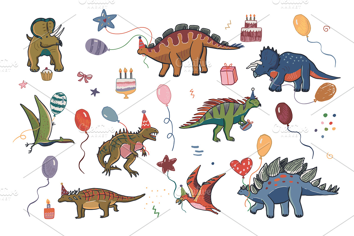 Dinosaur Birthday Party, a Pattern Graphic by GooseFrol (Photo 3 of 12)
