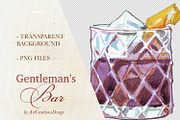 Gentleman's Bar Watercolor Clipart, a Food Illustration by ArtCreationsDesign (Thumbnail 8 of 12)
