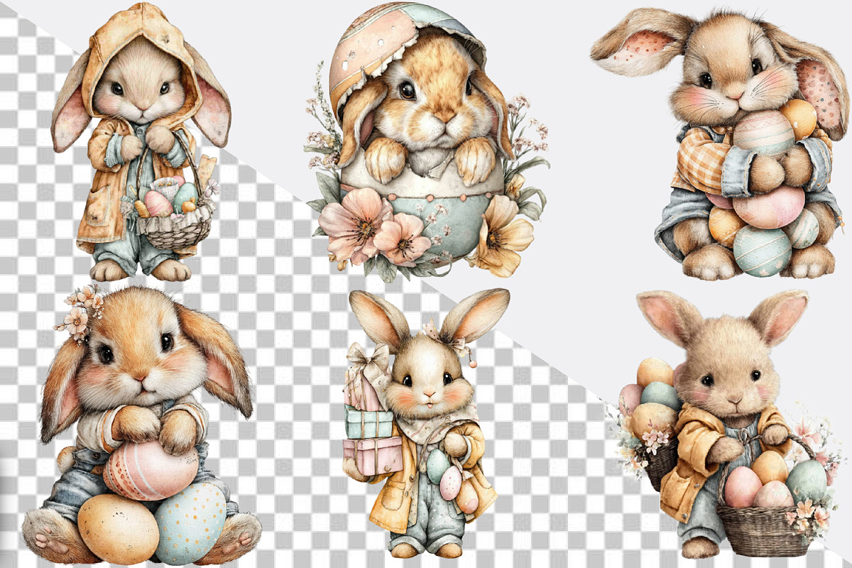 Quirky Easter Bunny Clipart, an Illustration by SVGArt (Photo 7 of 7)