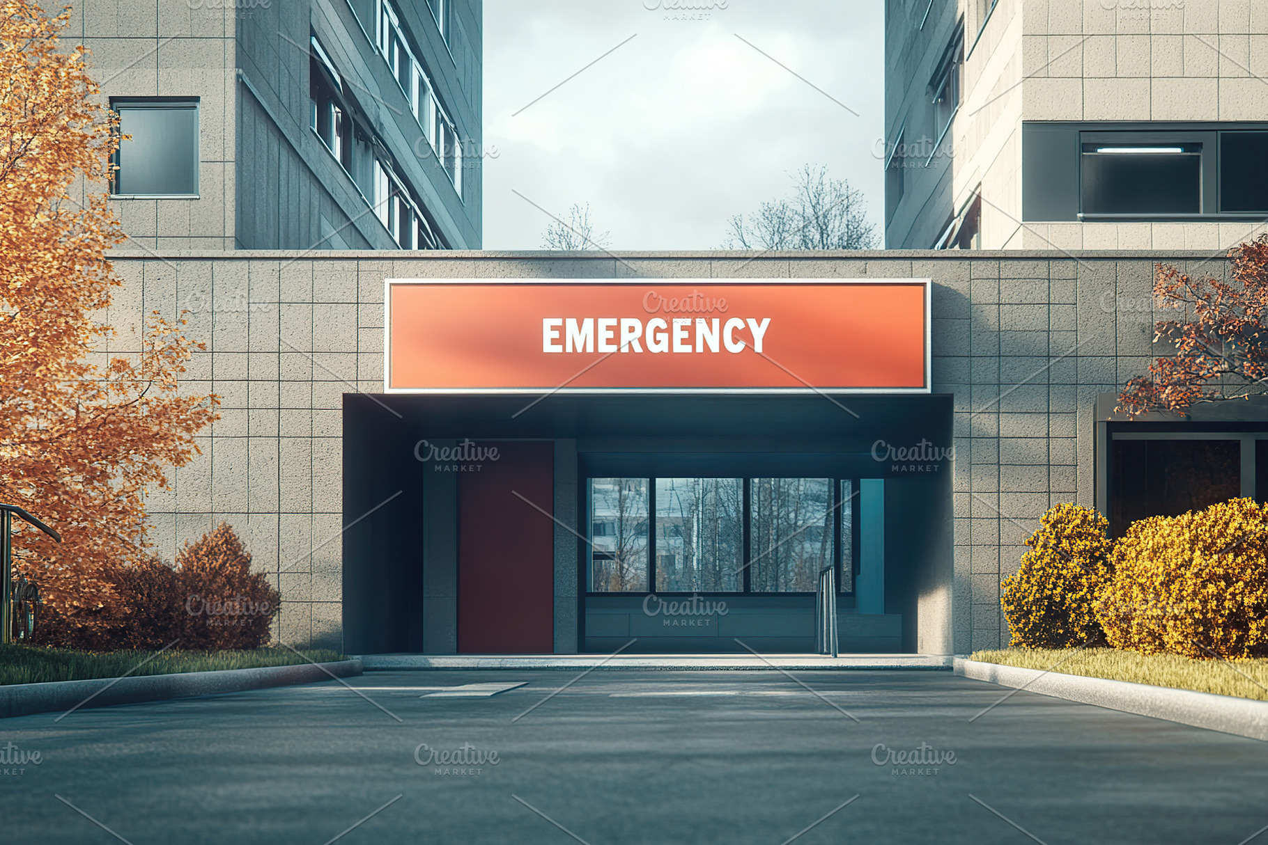Emergency room signboard visible at hospital entrance during daytime, an Architecture Photo by AlyaAnd