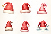 Watercolor Christmas Hat Clipart, an Illustration by CrexoraLab (Thumbnail 2 of 5)