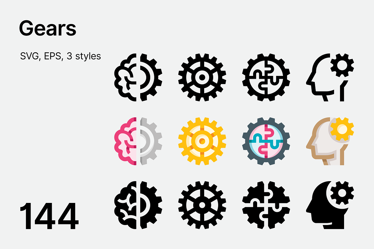 Basicons / Construction / Gears, an Outline Icon by Danil Polshin (Photo 1 of 4)