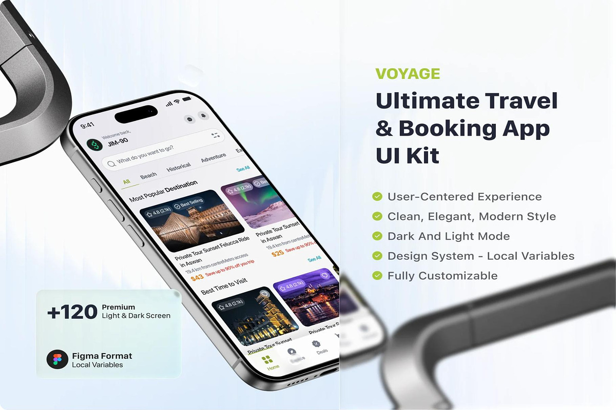 Voyage Ultimate Travel Booking App, an UI Kit Template by Creative Perspective (Photo 1 of 8)