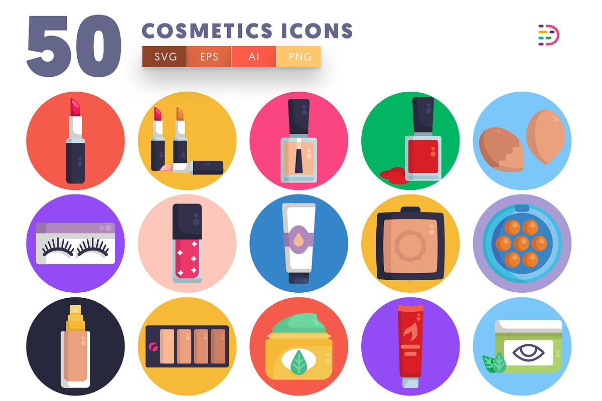 50 Cosmetics Icons, an Outline Icon by Dighital (Photo 1 of 10)