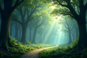 Magical Enchanted Forest Background, a Photo by LOGOCREATIVE