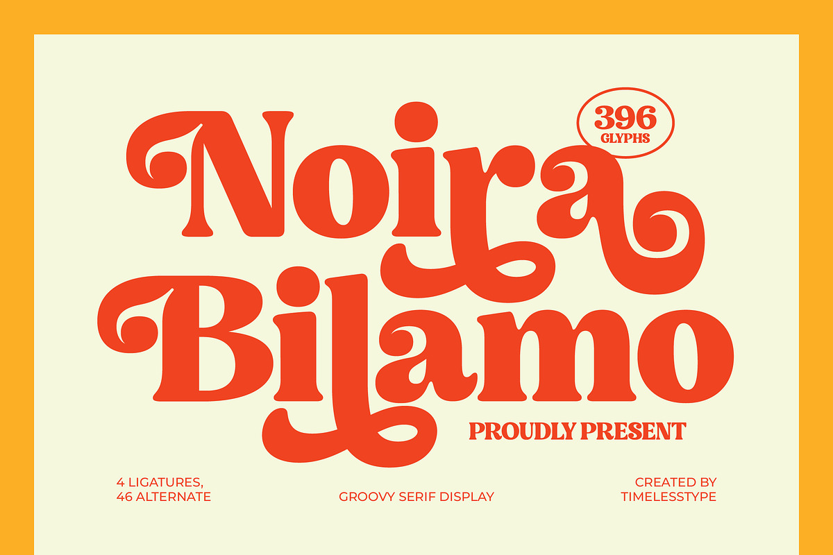 Noira Bilamo Retro Groovy Serif, a Serif Font by timelesstype.co (Photo 1 of 15)
