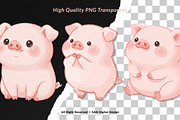 15 Bundle Watercolor Chubby Pig Pink, an Animal Illustration by Morspective (Thumbnail 2 of 8)