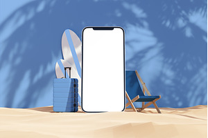 Smartphone mockup placed near beach
