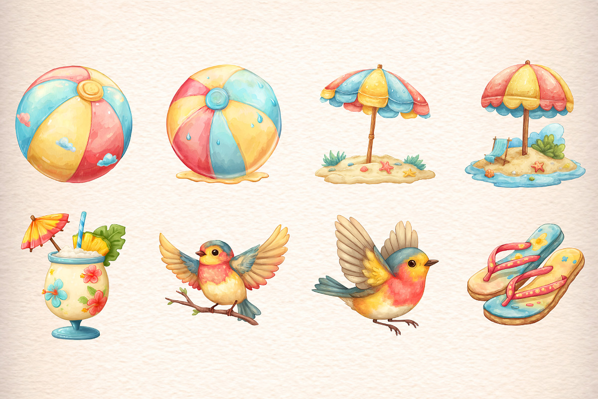 Beach Clip Art Bundle, an Illustration by Digital Artistic99 (Photo 2 of 11)