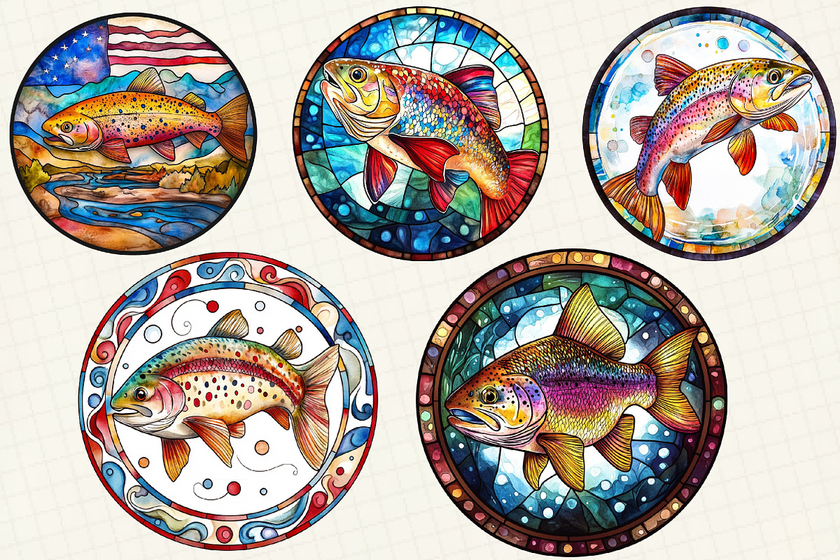 Stained Glass Patriotic Rainbow, an Illustration by OK Design (Photo 5 of 5)
