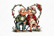 Romantic Elderly Couple Png Bundle, an Illustration by Craft Nest (Thumbnail 9 of 11)