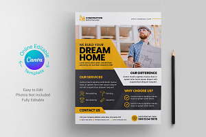 Canva Construction Flyer Template, a Flyer Template by DesignOriel