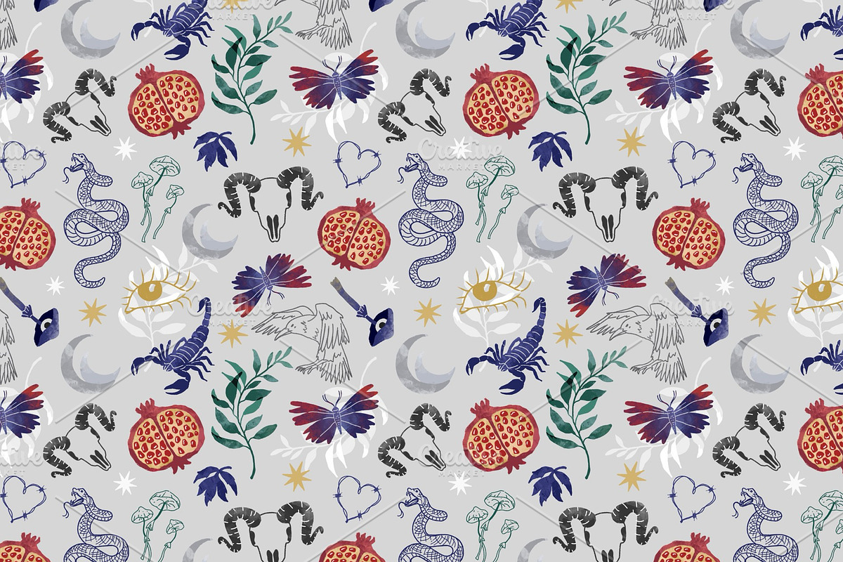 8 seamless esoteric patterns, a Decorative Illustration by SvetaDraws (Photo 7 of 11)