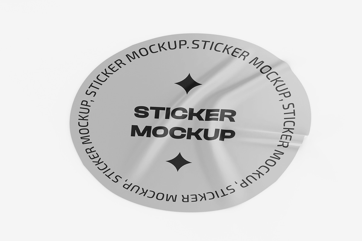Round Adhesive Sticker Mockup