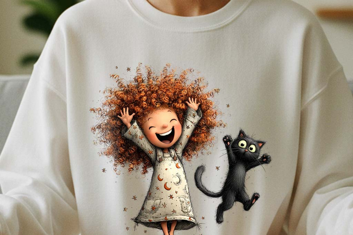 Whimsical Girl and Cat Clipart Set, a Person Illustration by one-touch (Photo 2 of 18)