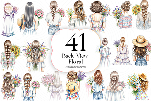 Back View Floral Girl PNG Clipart., a Person Illustration by KennedyStudio