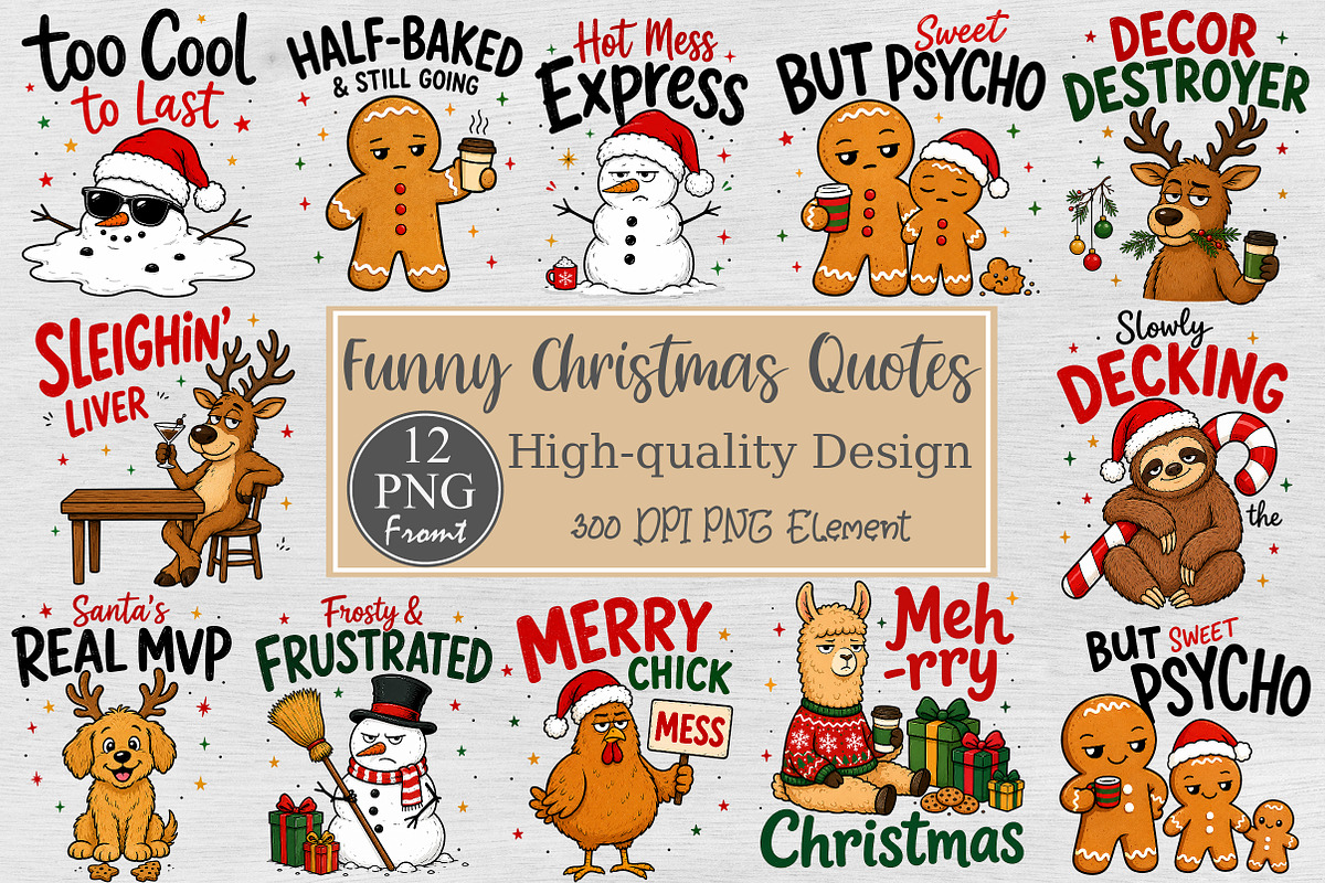 Funny Christmas Quotes PNG, a Seasonal Illustration by Rose Art (Photo 1 of 4)