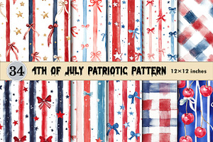 4th of July Patriotic Pattern Bundle, a Pattern Graphic by CitraGraphics