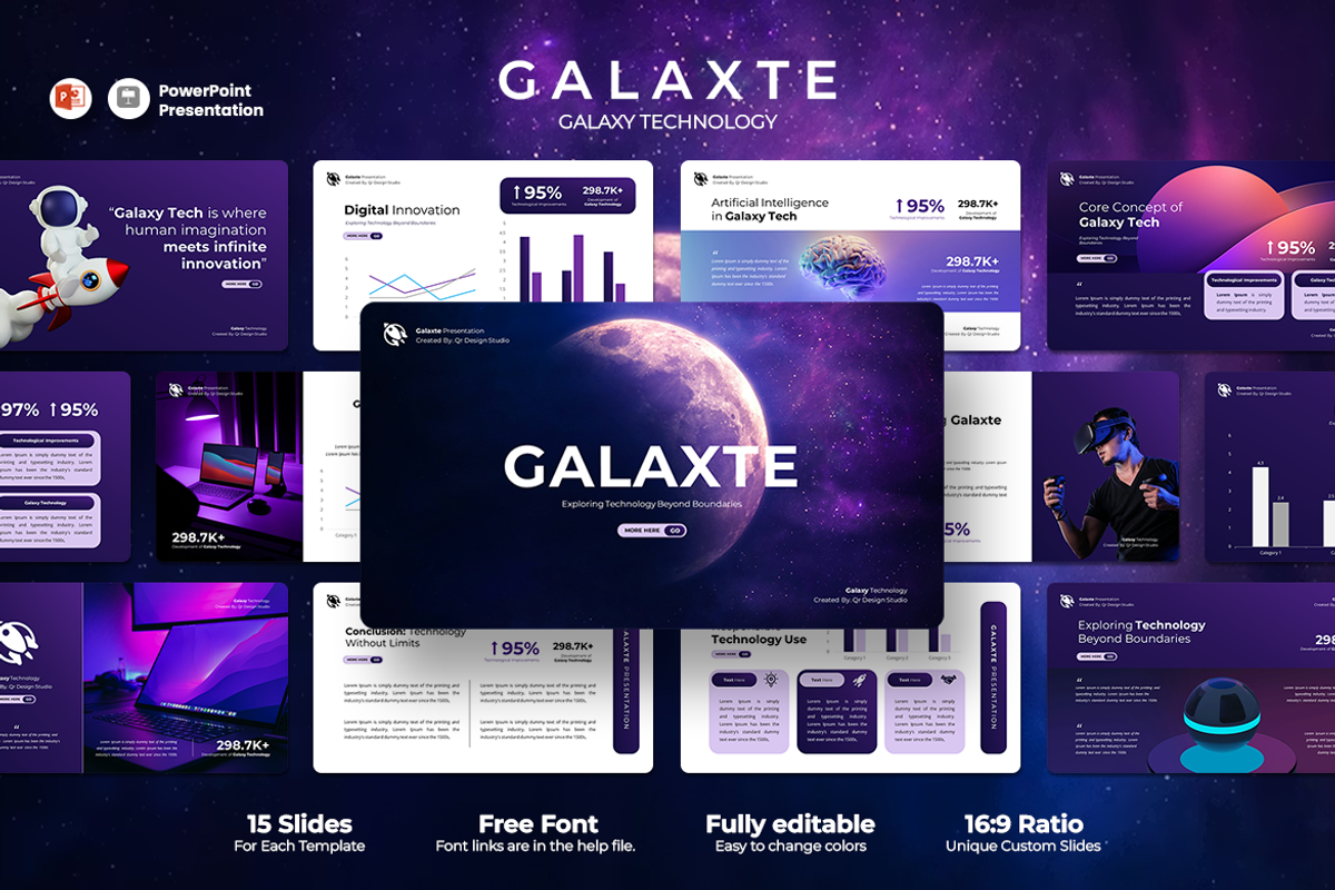 Galaxte - Ai Technology PowerPoint, a Presentation Template by QR Design Studio (Photo 1 of 3)