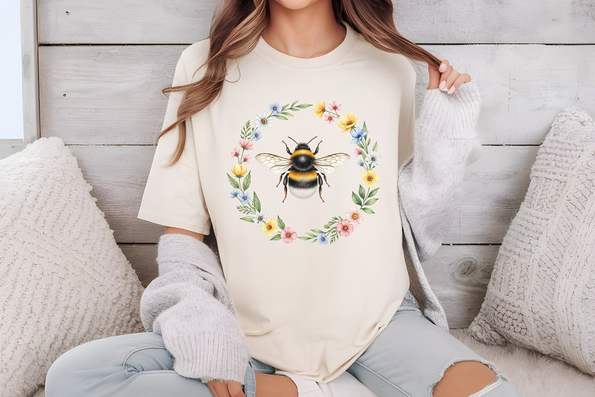 Whimsical Honey Bee with Floral PNG, an Illustration by Libby Wishes (Photo 6 of 6)