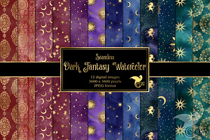 Dark Fantasy Watercolor Patterns