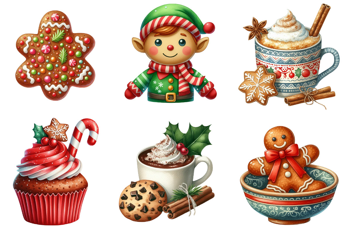 Watercolor Gingerbread Clipart, an Illustration by CreationArt (Photo 2 of 5)