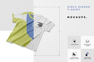 Girls Ringer Tee Shirt Mockups