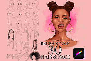 Procreate Face Afro Girl Brushes