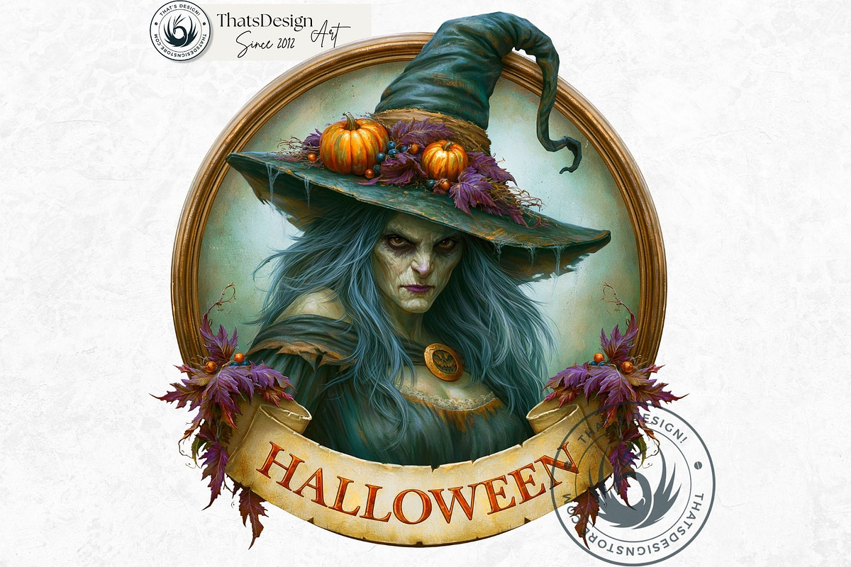 Halloween Witches Medaillons, a Seasonal Illustration by ThatsDesignArt (Photo 13 of 16)