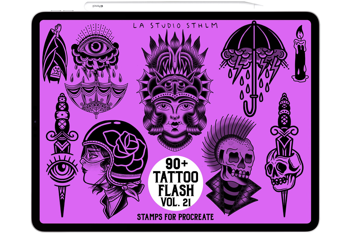 Tattoo Flash Vol. 21 - Stamp Set, a Brush Add-On by LA Studio Sthlm (Photo 1 of 6)