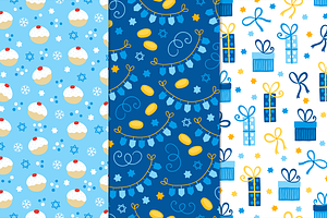 12 Hanukkah Seamless Patterns