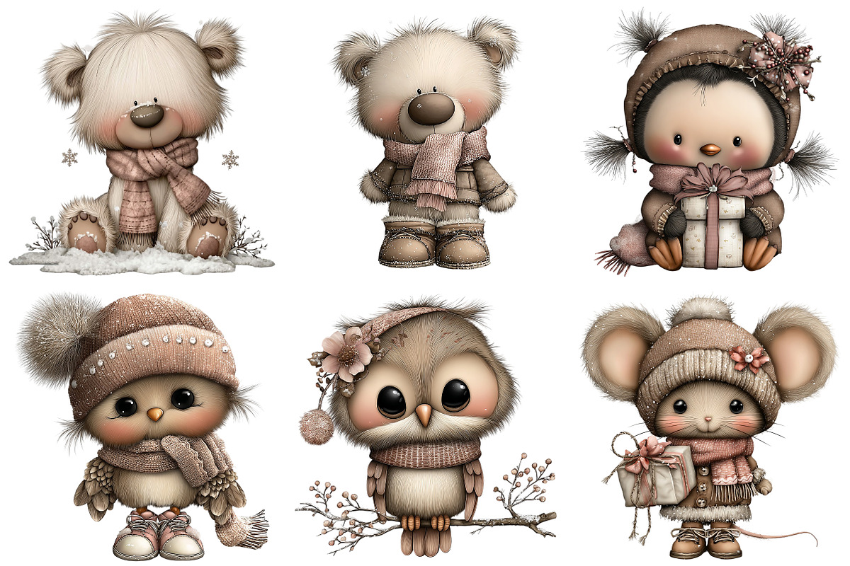 Cute Winter Animals Clipart, an Illustration by Craft Nest (Photo 7 of 10)