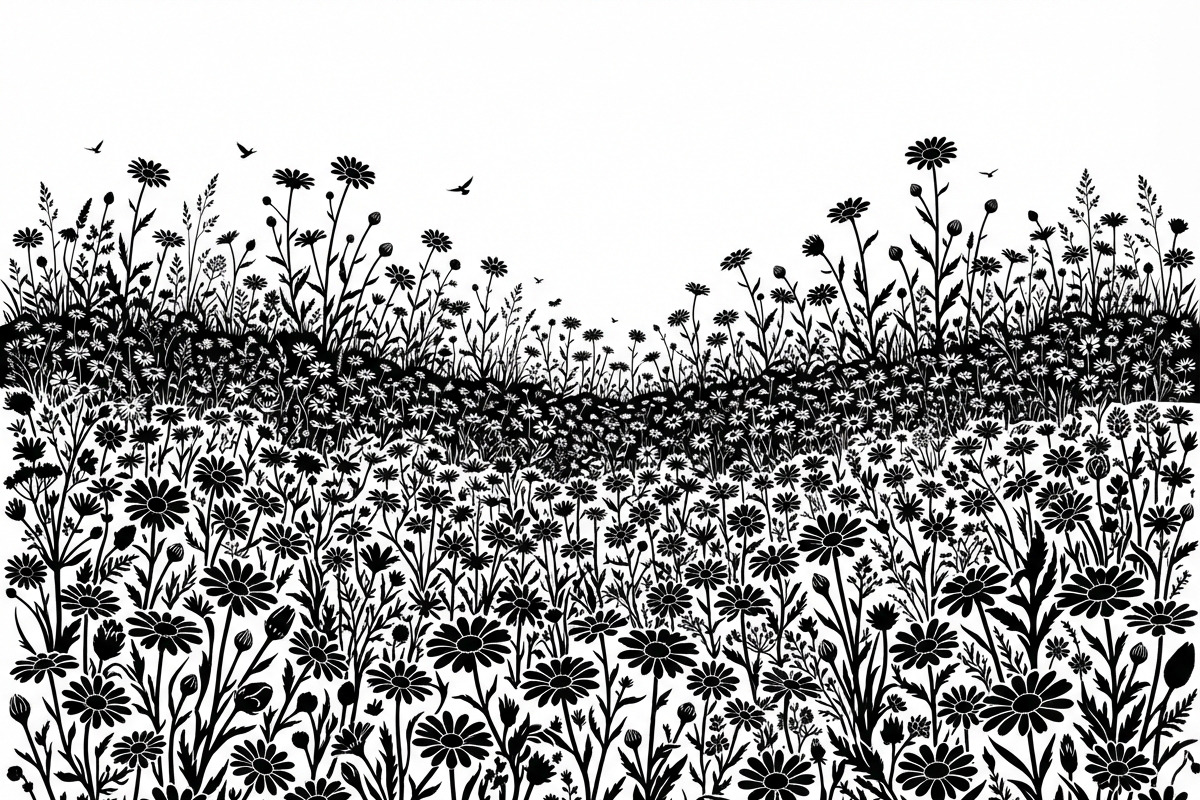 60 Daisy Flower Field Silhouette, a Seasonal Illustration by Amazin_art (Photo 18 of 35)